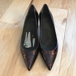Stuart Weitzman Tortoise Shell Pointy Kitten Heel